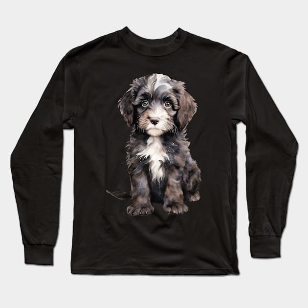 Puppy Portugese Water Long Sleeve T-Shirt by DavidBriotArt